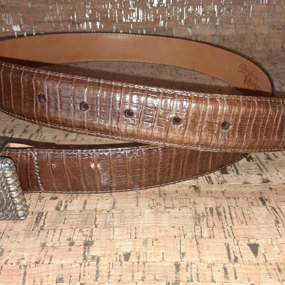 Brighton Size Large Brown Leather Belt with Silver Locket buckle vintage 95 37" - Picture 9 of 9
